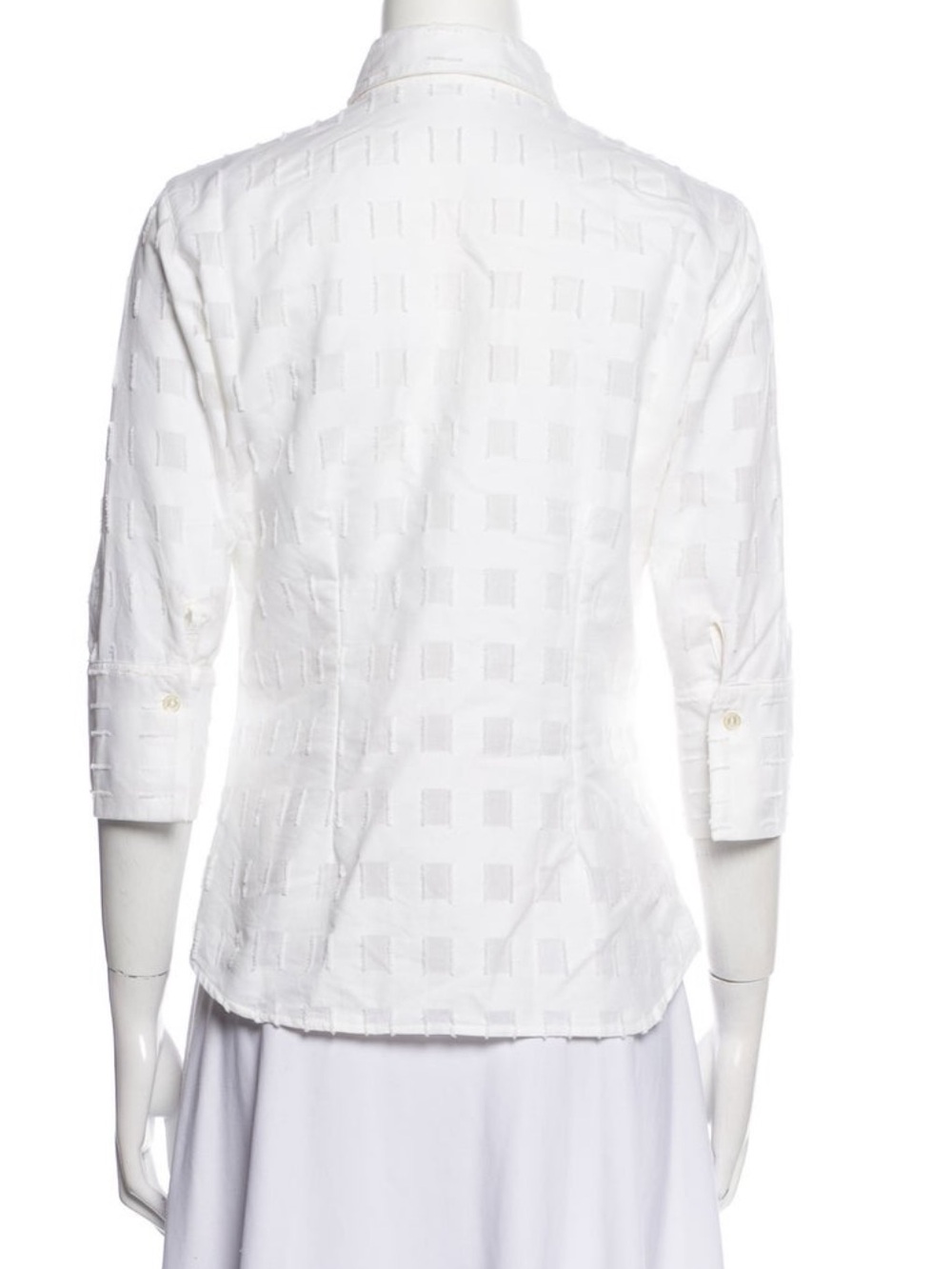 Anne Fontaine Ivory Textured Button-Down Blouse - Picture 3 of 3